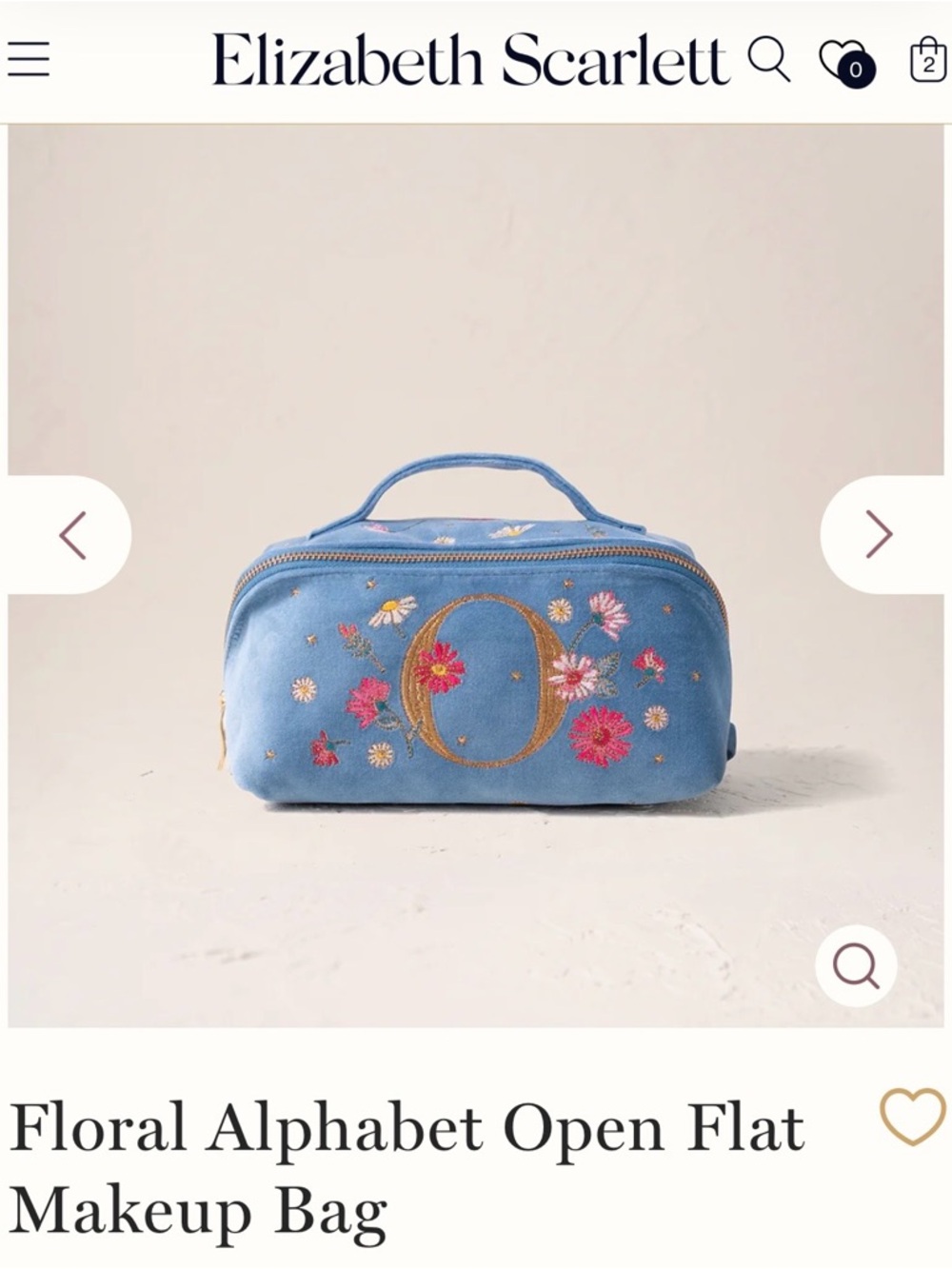 Elizabeth Scarlett Blue Floral 'O' Makeup Bag